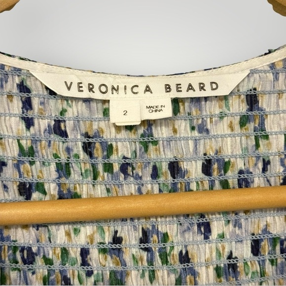 VERONICA BEARD Darrah Smocked Floral Mini Dress Sz 2 - Picture 4 of 16